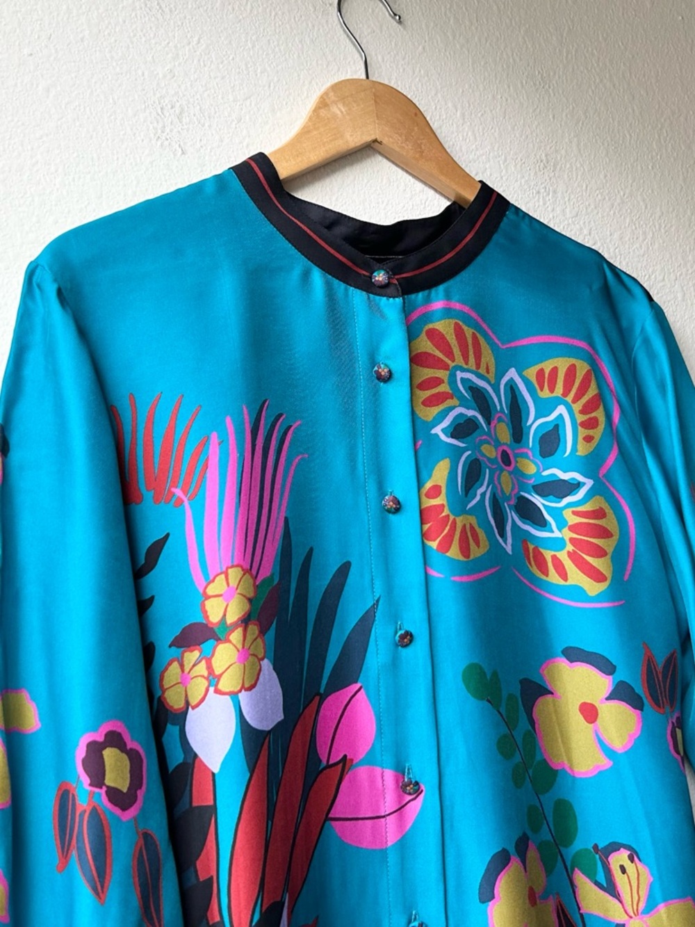 NWT Johnny Was Jade Blue Green JACQUELINE BUTTON DOWN SHIRT HOUSE OF FLORES Sz S - Picture 5 of 13